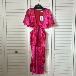 Sangria Abstract Joelle Front Tie Midi